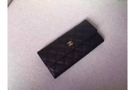 CHA-WAL-WOC-131 WOC Iconic Flap Wallet Lambskin Caviar Quilted Black