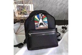 YSL-BP-302 City Multi Patched Backpack Black Canvas