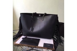 YSL-BAG-L-ST-051 Shopping Tote Bag, Calfskin Black