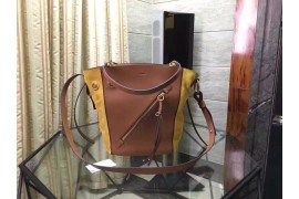 CHL-BAG-L-MY-111 Myer Double Carry Bag Calfskin Brown/Yellow 