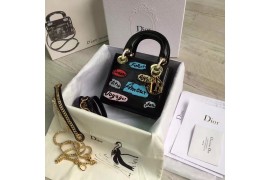 CD-BAG-LDM-092S Cruise 2017 Lady Dior Mini Calfskin/Embriodery Black/Gold HW