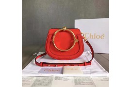 CHL-BAG-NL-104 Nile Bracelet Bag Calfskin Smooth/Suede Peach Red