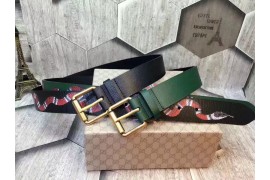 GU-BLT-A-SB-151 Calfskin With Bee/Tiger and Snake Print With Square Buckle 35mm