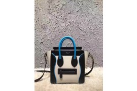 CEL-BAG-LGN-105 Nano Luggage Crossbody Tote Tri-Colour , Black/White/Blue