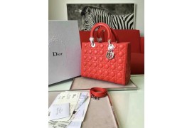 CD-BAG-LDB-113 Lady Dior Large Lambskin Quited Matte Red