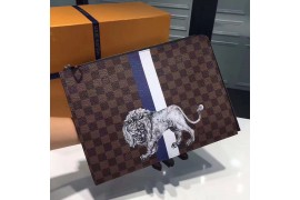 LV-BAG-M-PJ-101 Pochette Jour Folder Bag Damier Ebene With Lion Print