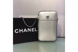 CHA-ACC-PB-102 Phone Bag Calfskin Silver