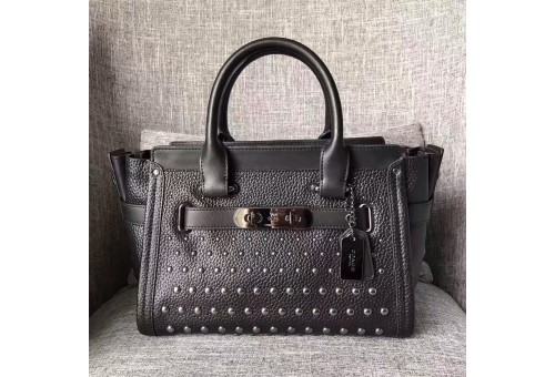CO-BAG-L-SWG-094 Swagger Calfskin Grained with Studs Black