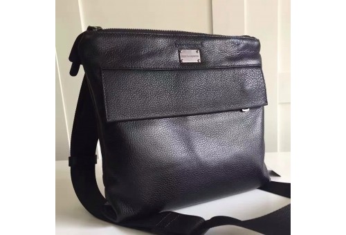 DG-MSG-107 Messenger Zipper Bag Calkskin Grained Black