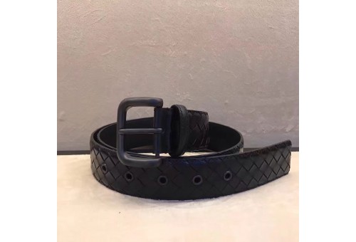 BV-BLT-M-131 Calfskin Intrecciato 40mm With PVD Coated Blacken Tang Buckle Black