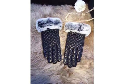 CHA-ACC-GL-105 Ladies Winter Glooves Lambskin Wool Black