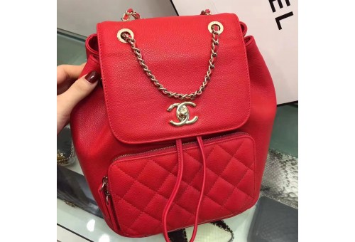 CHA-BP-082 Top Flap Backpack Calkskin Grained Red