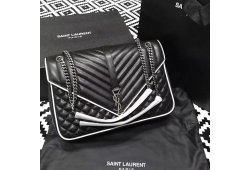 YSL-BAG-L-ENV-201 Monogram Saint Laurent Envelope Calfskin Black 
