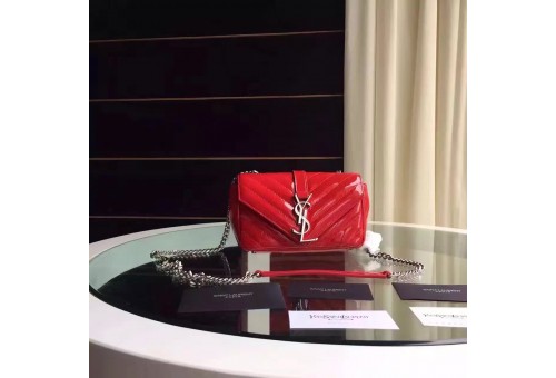 YSL-BAG-L-CMB-103 Classic Monogram Baby Quilted Matelasse Red