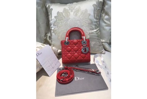 CD-BAG-LDM-032 Lady Dior Mini Lambskin Quilted Red