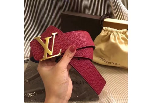 LV-BLT-LVI-101 Calf Taurillon Reversible 40mm with LV Initailes Buckle Red 