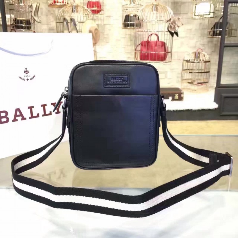 BLY-MSG-SL-101 Sorel Calfskin Smooth Messenger Bag Black/White Stripe