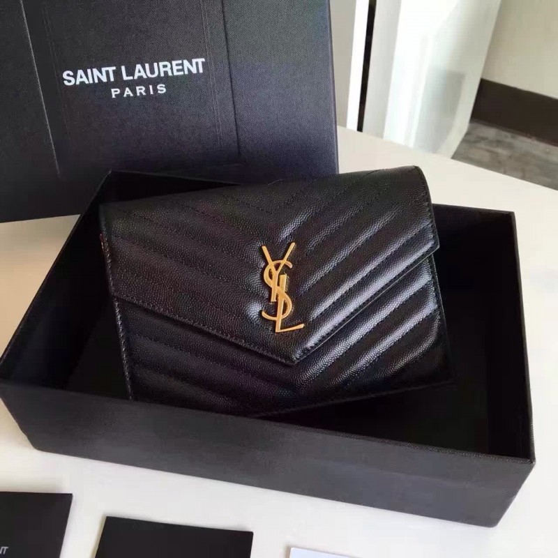 YSL-BAG-L-MSL-101 Monogram Saint Laurent Calfskin Flap Bag Black