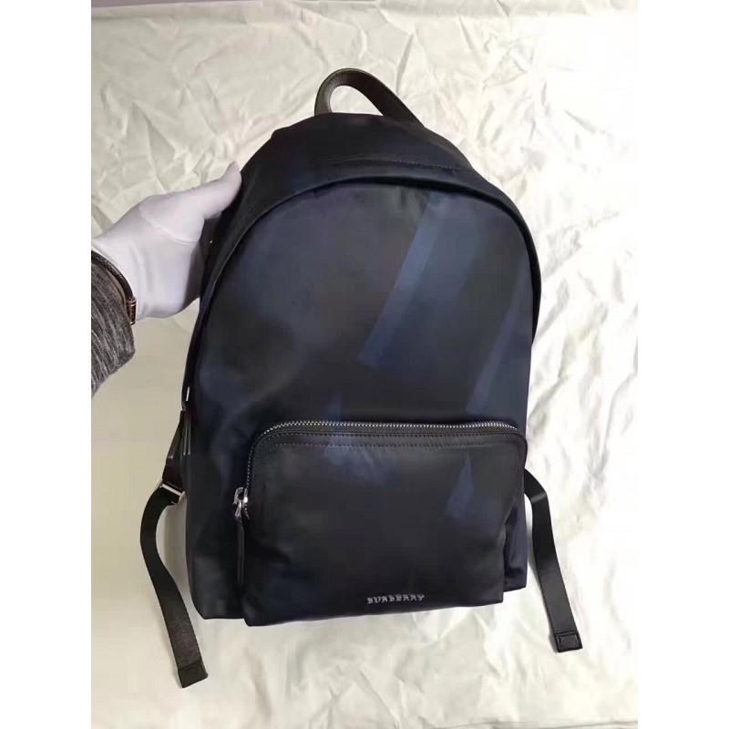BUR-BP-127 Backpack Nylon Dark Black/Blue Stripes