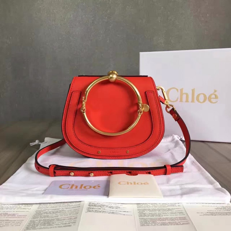 CHL-BAG-NL-104 Nile Bracelet Bag Calfskin Smooth/Suede Peach Red