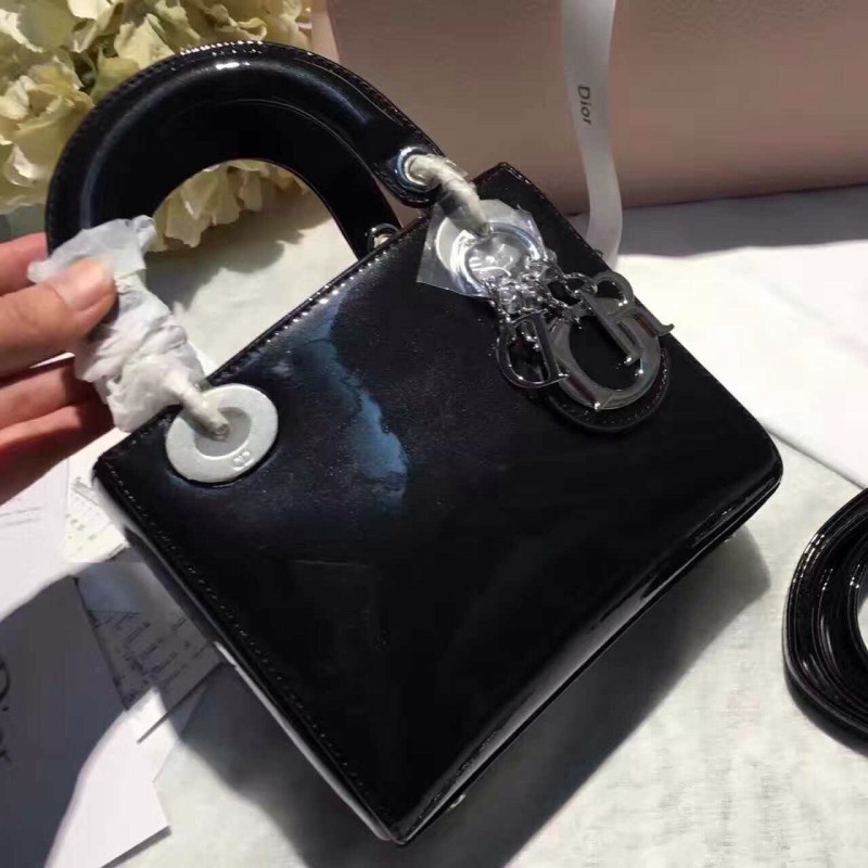 CD-BAG-LDM-171 Lady Dior Mini Mirror Patent Black  